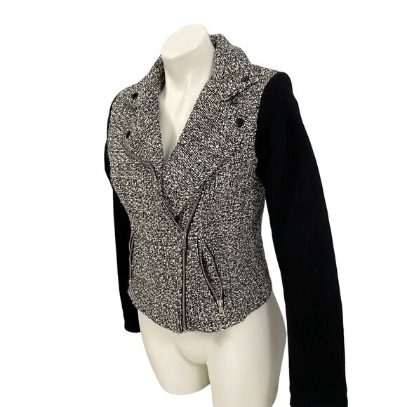 BCNU Blazer Coat Womens Sz Small Moto Black Work Office Date Tweed Rock Edgy - Picture 12 of 14